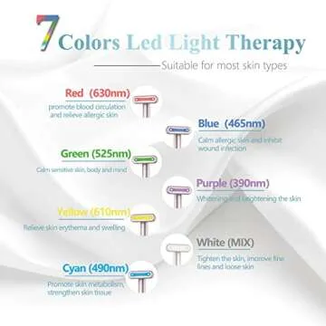 Red-Light-Therapy，Led Facial Light Therapy 7 Colors Eye Beauty Wand Face Massager Red for Skincare & Blue Rejuvenation Tool