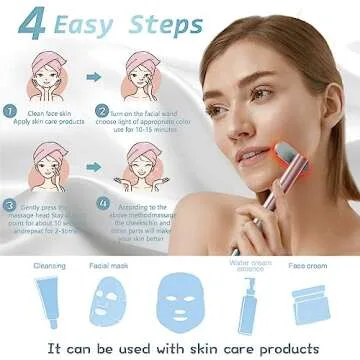 Red-Light-Therapy，Led Facial Light Therapy 7 Colors Eye Beauty Wand Face Massager Red for Skincare & Blue Rejuvenation Tool