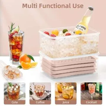 WIBIMEN Mini Ice Cube Trays, Small Tiny Round Pebble Crushed Nugget Ice Trays for Freezer with Lid - Chilling Drinks Coffee Juice(4 Pack/0.55In - Pink)