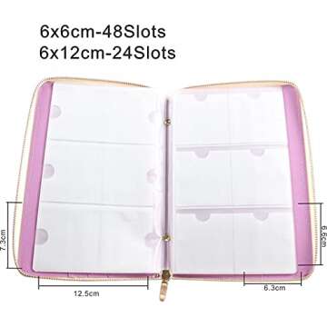 FingerAngel 72 Slots Holographic Nail Plates Holder Case Stamping Templates Organizer Square & Round Printing Molds Collection Manicure Tool Accessorie (Purple)