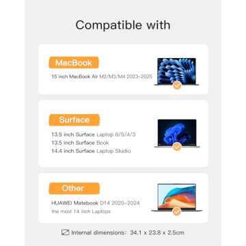 Inateck 360° Protective Laptop Bag with Accessory Bag, Compatible with 15-inch MacBook Air M4 M3 M2...