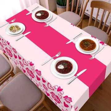 2 Pack Valentines Day Tablecloth,Valentines Day Decorations 54" x 108" Disposable Plastic Tablecloth,Rose Red Table Cloths for Rectangle,Party Supplies,Valentines Decor,Wedding,Engagement,Anniversary