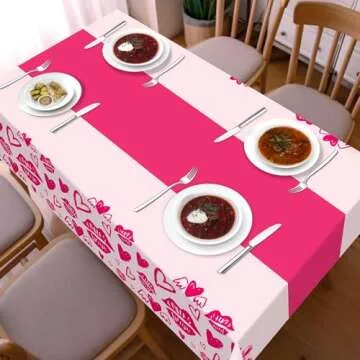 2 Pack Valentines Day Tablecloth,Valentines Day Decorations 54" x 108" Disposable Plastic Tablecloth,Rose Red Table Cloths for Rectangle,Party Supplies,Valentines Decor,Wedding,Engagement,Anniversary
