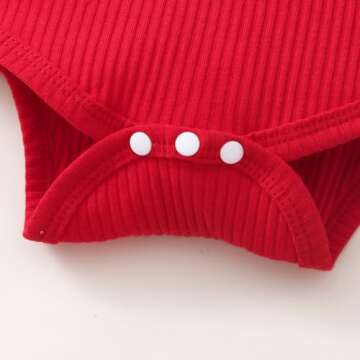 Kuriozud Newborn Baby Girl Christmas Outfit Ribbed Ruffle Long Sleeve Romper Plaid Flare Pants Set Toddler Fall Winter Clothes (Plaid Red, 6-12 Months)