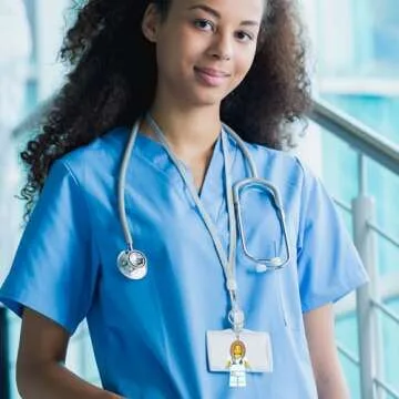 Lego City Large 3 Inch Tall Figure Keychain Light - Veterinarian/Nurse (KE156H)