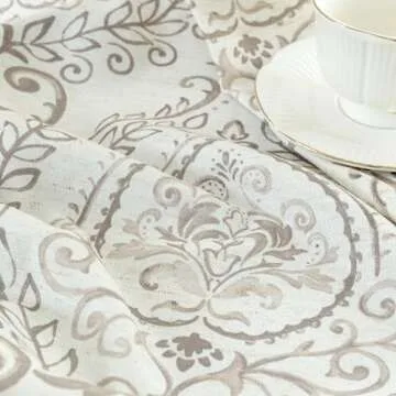 LAMIT Linen Curtains - Vintage Floral Drapes, 2 Panels - 52x95