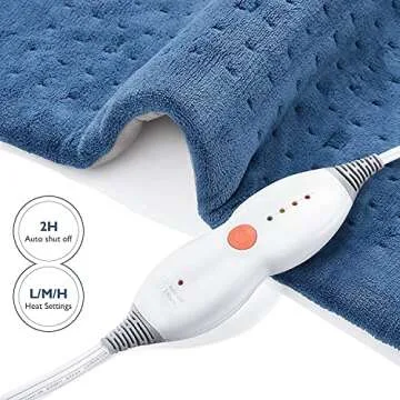 Large Heating Pad for Back Pain, Neck and Shoulders and Cramps, 12" x 24" Size and 4 Heat Settings with Auto Shut Off, Moist & Dry Heat Options