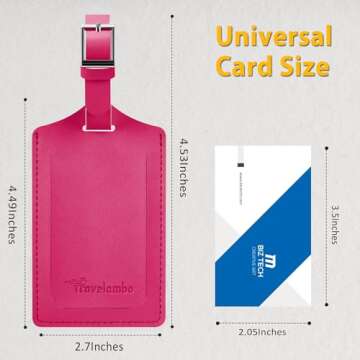 Travelambo Luggage Tags for Suitcases Faux Leather Privacy Protection 2 Pack Bag Tags Travel Accesso...