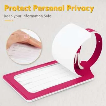 Travelambo Luggage Tags for Suitcases Faux Leather Privacy Protection 2 Pack Bag Tags Travel Accessories Essential, Rose Red