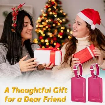 Travelambo Luggage Tags for Suitcases Faux Leather Privacy Protection 2 Pack Bag Tags Travel Accessories Essential, Rose Red