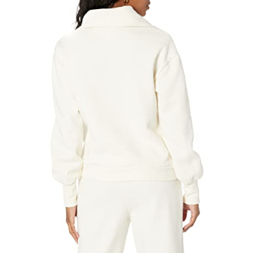 The Drop Women's Hayley Half Zip Fleece Sweatshirt Whisper White