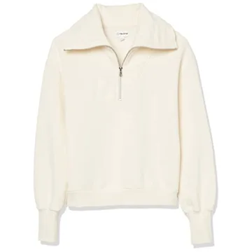 The Drop Women's Hayley Half Zip Fleece Sweatshirt Whisper White