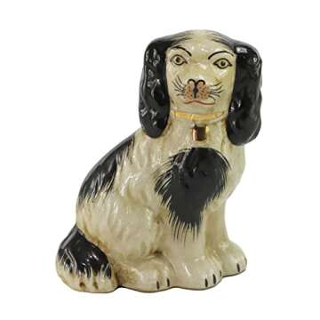 SYNWISH Hand Painted Black Porcelain Dog Pair of Small Figurines Home Décor