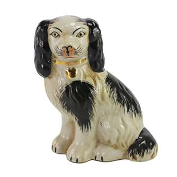 SYNWISH Hand Painted Black Porcelain Dog Pair of Small Figurines Home Décor