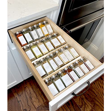 MIUKAA Clear Acrylic Spice Drawer Organizer - 4 Tier Adjustable Kitchen Spice Rack