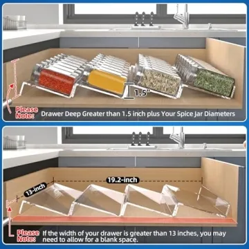MIUKAA Adjustable Clear Acrylic Spice Organizer for Kitchen