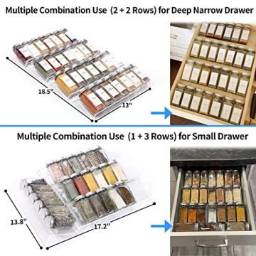 MIUKAA Adjustable Clear Acrylic Spice Organizer for Kitchen
