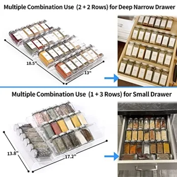 MIUKAA Adjustable Clear Acrylic Spice Organizer for Kitchen