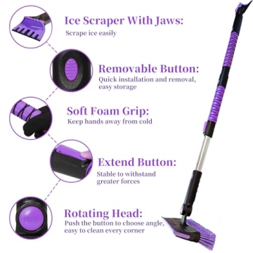 HEEYA Truck Snow Brush & Ice Scraper - Purple