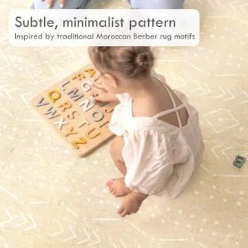Lillefolk Stylish Foam Play Mat for Baby. Soft, Thick, Non-Toxic Playmat, Interlocking Puzzle Tiles for Tummy Time and Crawling (Beige, Large 6ft x 6ft, 9 Tiles)