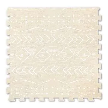 Lillefolk Stylish Foam Play Mat for Baby. Soft, Thick, Non-Toxic Playmat, Interlocking Puzzle Tiles for Tummy Time and Crawling (Beige, Large 6ft x 6ft, 9 Tiles)