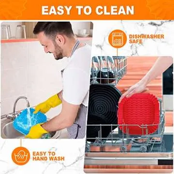 Boribim 2 PCS Square Silicone Air Fryer Liners - 8 Inch Reusable Air Fryer Pot - Air Fryer Accessories - Air Fryer Inserts for 4 to 7 QT Oven Microwave Accessories (Red + Blue)