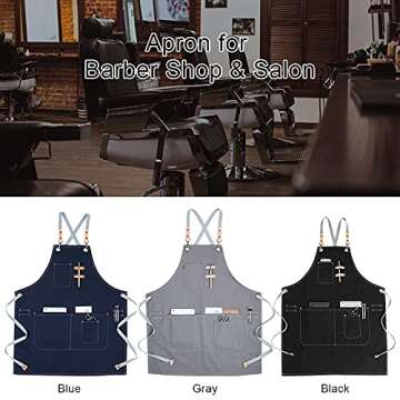 COOLYOUTH Cotton Apron for Men Women, Chef BBQ Grill Work Shop Aprons with Adjustable Strap, Valentines Day Gifts for Him and Her (Grey)