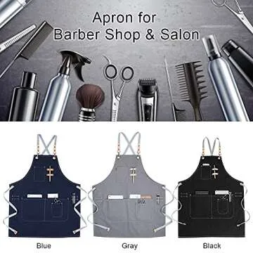 COOLYOUTH Cotton Apron for Men Women, Chef BBQ Grill Work Shop Aprons with Adjustable Strap, Valentines Day Gifts for Him and Her (Grey)