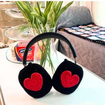 Apple Airpods Max Crochet Headphone Covers, Cute Airpods Max Case for Apple Headphones (Heart)