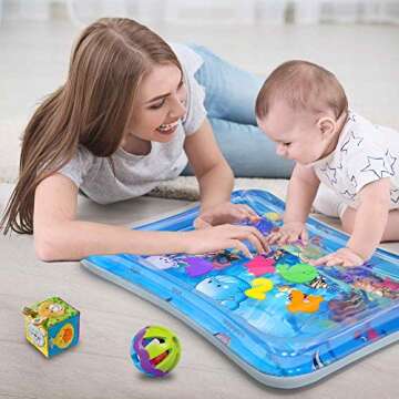 Tummy Time Water Play Mat - Activity Play Mat for Infants 3 6 9 Months - Sensory Baby Toy Gift for Girls and Boys
