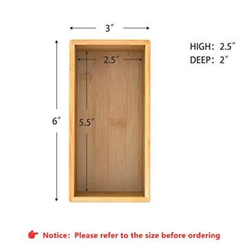 Bamboo Drawer Organizer Utensil Holder for Kitchen, Small Wood Silverware Storage Organizer, Stackab...