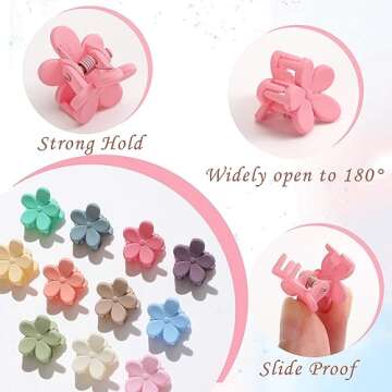 100 PCS Hair Clips, Mini Flower Hair Clips, Small Hair Claw Clips for Girls Women, Tiny Matte Hair Claws for Thin Thick Hair, Non-slip Hair Claw Clips for Kids, Hair Accessories for Girls Women