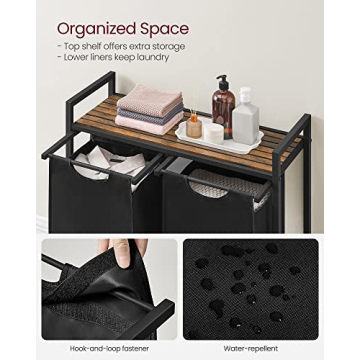 VASAGLE Laundry Hamper with Dual Fabric Bags and Shelf