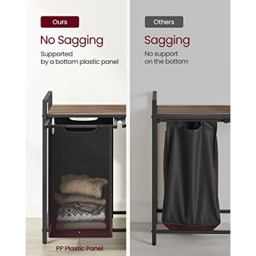 VASAGLE Laundry Hamper with Dual Fabric Bags and Shelf