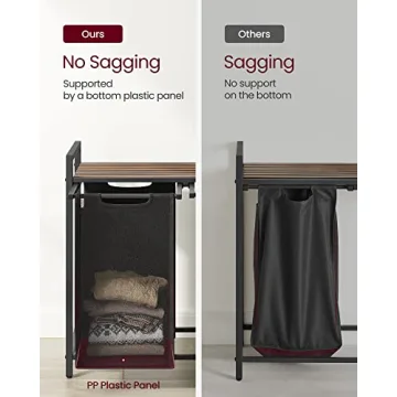 VASAGLE Laundry Hamper with Dual Fabric Bags and Shelf