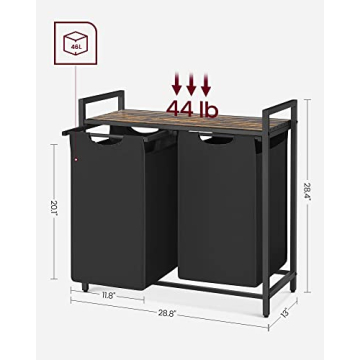 VASAGLE Laundry Hamper with Dual Fabric Bags and Shelf