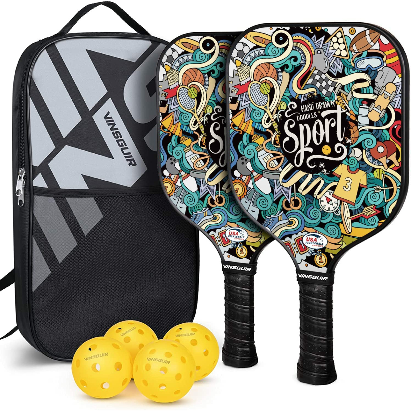 Pickleball Paddles Set with Portable Bag