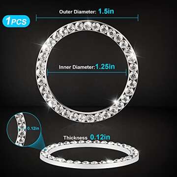 2 Pack Bling Car Decor Crystal Rhinestone Ring Emblem Sticker, Bling Car Accessories for Women, Car ...