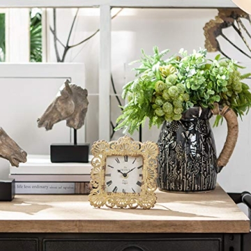 Vintage Table Clock in Mustard Yellow for Home Decor