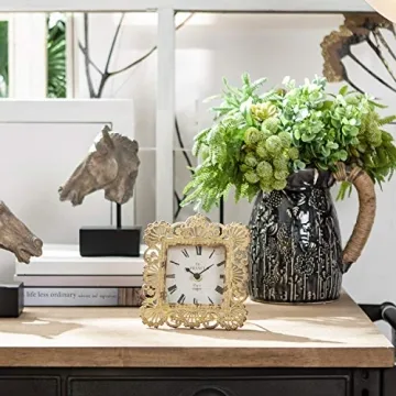 Vintage Table Clock in Mustard Yellow for Home Decor