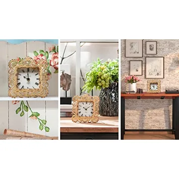 Vintage Table Clock in Mustard Yellow for Home Decor