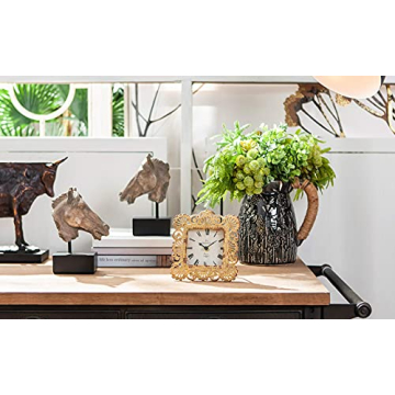 Vintage Table Clock in Mustard Yellow for Home Decor