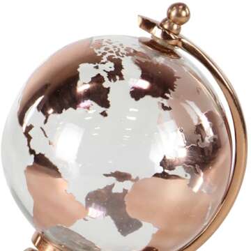 Deco 79 Aluminum Globe with Tiered Base, 7" x 6" x 11", Copper
