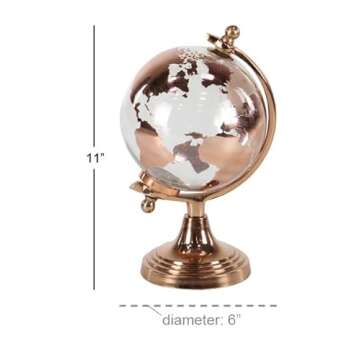 Deco 79 Aluminum Globe with Tiered Base, 7" x 6" x 11", Copper