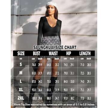 SAUNGKUAI Women's Plunge Deep V Neck Long Sleeve Bodysuit Double Lined Thong Body Suit Shirt Tops Bl...
