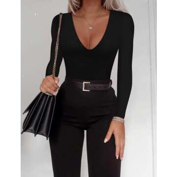 Stylish SAUNGKUAI Deep V Neck Bodysuit for Women