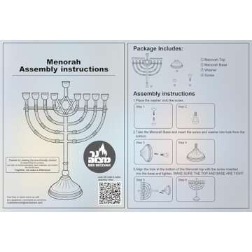 Ner Mitzvah Traditional Bronze Candle Menorah Chanukah Candles - Hanukkah Menorah Traditional Rounde...