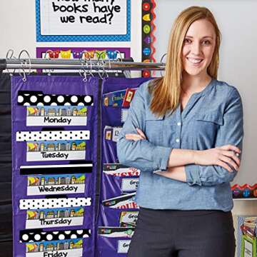 Schoolgirl Style Simply Stylish 6-Pack Decorative Teacher File Folders, 11.75" x 9.5" Black and White Letter Size File Folders With 1/3-Cut Tabs for Filing Cabinet, Office Supplies File Organizers