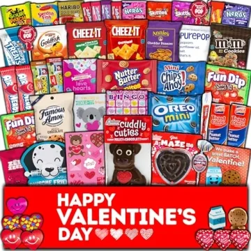 Valentine's Day Gift Care Package (50ct) Snacks Chocolates Candy Gift Box Assortment Variety Bundle ...