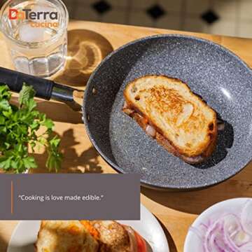DaTerra Cucina 9.5” Nonstick Frying Pan | Made in Italy | PTFE, Cadmium, Lead and PFOA free proprietary nontoxic ceramic coating | Induction